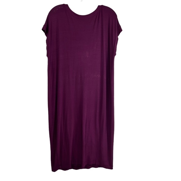 Eileen Fisher SZ XS Purple Cap Sleeve Cowl Neck Casual Midi Shirt Dress Modest - Picture 5 of 8